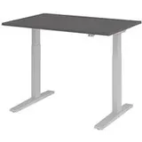 HAMMERBACHER XMKA12 elektrisch höhenverstellbarer Schreibtisch grafit rechteckig, C-Fuß-Gestell silber 120,0 x 80,0 cm