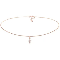 Elli Halskette Choker Kreuz Religion Zirkonia 925 Silber Rosa Damen 
