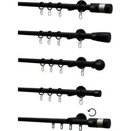 Schöner Wohnen Gardinenstange "Leon mit Innenlauf I Ø 20 mm", schwarz (schwarz, matt), B:160cm Ø:20mm, Metall, SCHÖNER WOHNEN-KOLLEKTION, Gardinenstangen, mit Bohren, verschraubt, Deckenmontage