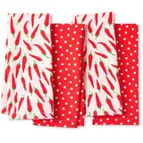 Kate Spade New York Hot Hot Hot Peppers und Spring Time Dot Küchentücher, 4er-Pack, saugfähig, 100% Baumwolle, Rot/Rosa, 43,2 x 71,1 cm
