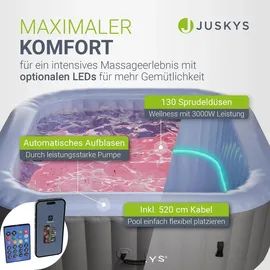 Juskys SpaLuxe 185 x 185 Grau/Blau inkl. LED-Beleuchtung