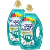 Weißer Riese Universal Gel Essentials Lotus & Mandelöl, Flüssigwaschmittel, 50 Waschladungen 2,5 Liter, 100 WL (2x50)