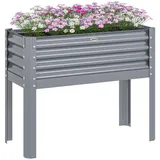 Outsunny Hochbeet,, Silber, Metall, 45x80x100 cm, Gartenzubehör, Hochbeete