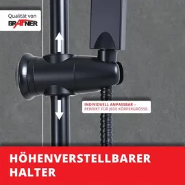 Grafner Duschgarnitur mit Regenschauerduschkopf und Handbrause, Duschsäule schwarz