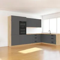 Winkelküche, Grau, Holz, Nachbildung, L-Form, 330x212x210 cm, Küchen, Eckküchen, Eckküchen ohne Geräte