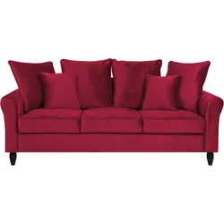 3-Sitzer Sofa Samtstoff dunkelrot BORNHOLM