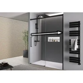 Bernstein Nischendusche mit Schiebetür rechts 110 x 195 cm Schwarz matt 8 mm