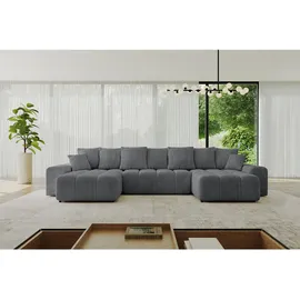 altdecor Ecksofa Cord 6-Sitzer Dunkelgrau