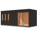 Karibu Design Saunahaus Monterey Blackline - 73 mm schwarz Ohne Terrasse Ohne Ofen inkl. 10-teiligem gratis Saunaset im Wert von 232,94 €