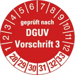 Dreifke® Prüfplakette, geprüft nach DGUV Vorschrift 3, - 30 mm Dokumentenfolie selbstklebend, 10 St