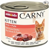 Carny Katzen Nassfutter Kitten Rind + Pute (12 x 200g), Kitten Katzen Nassfutter ohne Getreide und Zucker von animonda für wachsende Kätzchen bis 1 Jahr, mit frischen Zutaten