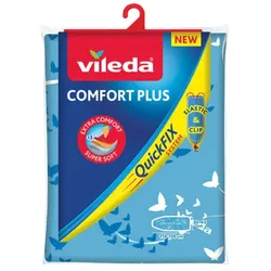 Vileda Comfort Plus Bügelbrettbezug, Größe von 30-45 cm Breite und 110-130 cm Länge, Blau, VIBB COMF BL