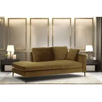 Recamiere HOME AFFAIRE "Cozy Chaiselongue, Maße B/T/H: 195/97/80 cm", gelb (senf), B:195cm H:80cm T:97cm, Samtoptik (100% Polyester);Struktur (100% Polyester), Sofas, Recamiere, mit losen Kissen und Metallbeinen, Armlehne links oder rechts wählbar