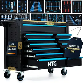 ntg nutzfahrzeug technik gmbh (32457 porta westfalica) Werkzeugwagen XXL inkl. 471 tlg. Werkzeug, 12 Schubladen mit Holzplatte – Schwarz/Blau
