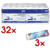 OTTO Office Küchenrollen 3-lagig, 32 Rollen (8 Pack à 4 Rollen) inkl. 45 Müllbeutel (3 Rolle weiß, 25.2 cm