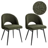 Beliani Esszimmerstuhl 2er Set ONAGA Bouclé Dunkelgrün