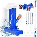 2023 Upgrade Poolreinigung Bodensauger, Tragbares Poolsauger Staubsauger, Vakuumsauger Pool reinigungsset mit 4 Abschnitten-Stangen of 68" für Schwimmbad, Spa,Teich, Whirlpool (Blau)