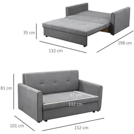 Homcom Schlafsofa 2-Sitzer mit Bettfunktion Rückenkissen 152 x 101 x 81cm