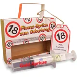 Tiwoca 18 Geburtstag Geschenk Geldspritze Verkehrszeichen rot/weiß - Originelles Geburtstagsgeschenk für einen gelungenen 18. Geburtstag Junge oder Mädchen