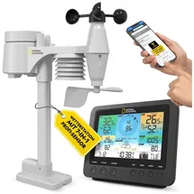 Bresser National Geographic WLAN Farbwettercenter mit 7-in-1-Profi-Sensor schwarz