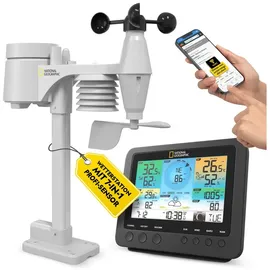 Bresser National Geographic WLAN Farbwettercenter mit 7-in-1-Profi-Sensor schwarz
