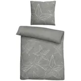 biberna Biberna Melange Flanell Bettwäsche Sterne sturmgrau 135x200+80x80 cm