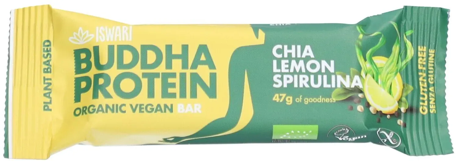 Iswari Buddha Protein - Bio Chia, Zitrone und Spirulina Protein Riegel