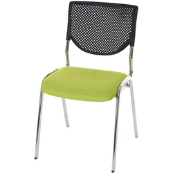 Mendler Besucherstuhl T401, Konferenzstuhl stapelbar, Stoff/Textil ~ Sitz grün, Füße chrom