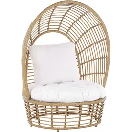 Beliani Korbsessel aus Rattan und Metall mit Kissen Boho Stil Beige Lido