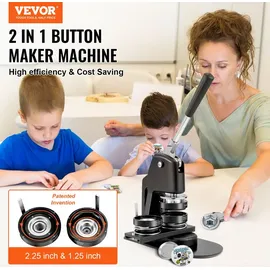 Vevor Knopfmacher-Maschine, mehrere Größen 58 + 32 mm Abzeichen-Stanzer-Set, Kinder DIY Geschenke Pin Maker, Knopfherstellung Zubehör mit 500 St... - Rot
