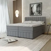 Panda möbel Boxspringbett Doppelbett 160x200, Grau, AVALON, mit Bettkästen,