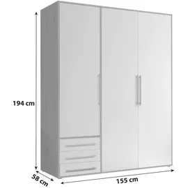Livetastic Kleiderschrank Lyss Eiche San-Remo Nachbildung weiß B/H/T: ca. 155x194x58 cm, - Eiche, weiß