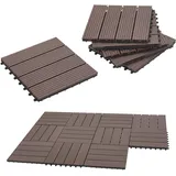 [en.casa] WPC Fliesen Schramberg 11er Set 1m2 Dunkelbraun