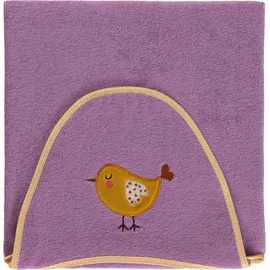 Egeria Kapuzenhandtuch EGERIA "Be Happy", lila, B:70cm L:100cm, Frottier, Baumwolle, Handtücher, mit Vogel Applikation