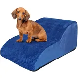 Galatée Hundetreppe, Hundetreppe Aus Hochdichtem Schaumstoff, 2-Stöckig, rutschfeste Hundetreppe Für Bett, Couch Und Auto, Weiche Hunderampe Aus Schaumstoff Mit Abnehmbarem, Waschbarem Bezug(Blau)