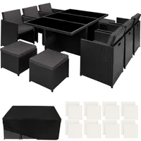 Tectake Rattan Sitzgruppe New York 10-tlg. Schwarz