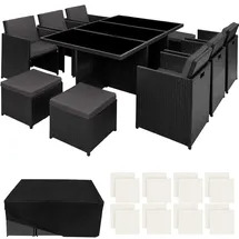 Tectake Rattan Sitzgruppe New York 10-tlg. Schwarz