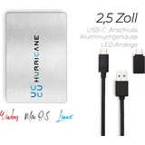 Hurricane MD25C3 silber Hurricane 500GB 2.5 Zoll Externe tragbare Festplatte USB Type C External HDD Mobile Speicherplatte für Fotos smart TV PC Laptop Comp...