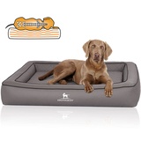 Knuffelwuff Orthopädisches Hundebett aus Laser gestepptem Kunstleder Hampstead M-L 85 x 65cm Grau