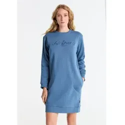 Lois Jeans für Damen. 448202655 Kurzes Sweatshirt-Kleid mit Seitentaschen gesticktes Logo auf der Brust blau (L), Lässig, Baumwolle, Langarm