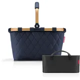 reisenthel Carrybag Frame Rhombus Midnight Gold + Organizer Black - Funktionaler Taschen-Organizer: Für noch mehr Ordnung in Ihrer reisenthel Einkaufskorb