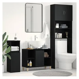 vidaXL Spülbeckenschrank Eiche Schwarz 80x33x60 cm Holzwerkstoff