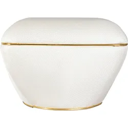 Sitzhocker KAYOOM "Hocker Contessa 125, vielseitig einsetzbarer Allrounder, elegante Form", weiß (elfenbein, gold), B:60cm H:42,5cm T:60cm, Bezug: 50% Baumwolle 50% Acryl / Korpus: Pappelholz, Hocker, komfortabel, hochqualitativ, pflegeleicht, elegante Form