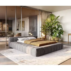 DeLife Polsterbettgestell Espazio 140x200 cm Mikrofaser Grau mit Stauraum, Polsterbetten