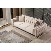 Villa Möbel Sofa Nova, 1 Stk. 3-Sitzer, Quality Made in Turkey, Mikrofaser Samtstoff beige