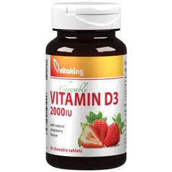 Vitaking Vitamin D3 2000 IU (90Lutschtabletten, Erdbeere)