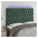 vidaXL LED Kopfteil Dunkelgrün 160x7x118/128 cm Samt