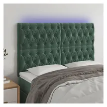 vidaXL LED Kopfteil Dunkelgrün 160x7x118/128 cm Samt