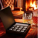 COM-FOUR com-four® Whisky Steine Geschenk-Set - 12x Edelstahl-Eiswürfel - Silber