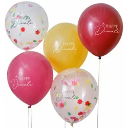 5 bunte Happy Diwali Luftballons